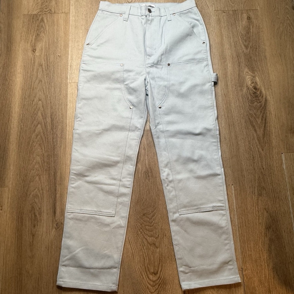 Renggli Boyfriend Fit High Rise Work Pant Light Blue Denim Cotton‎ Size 26